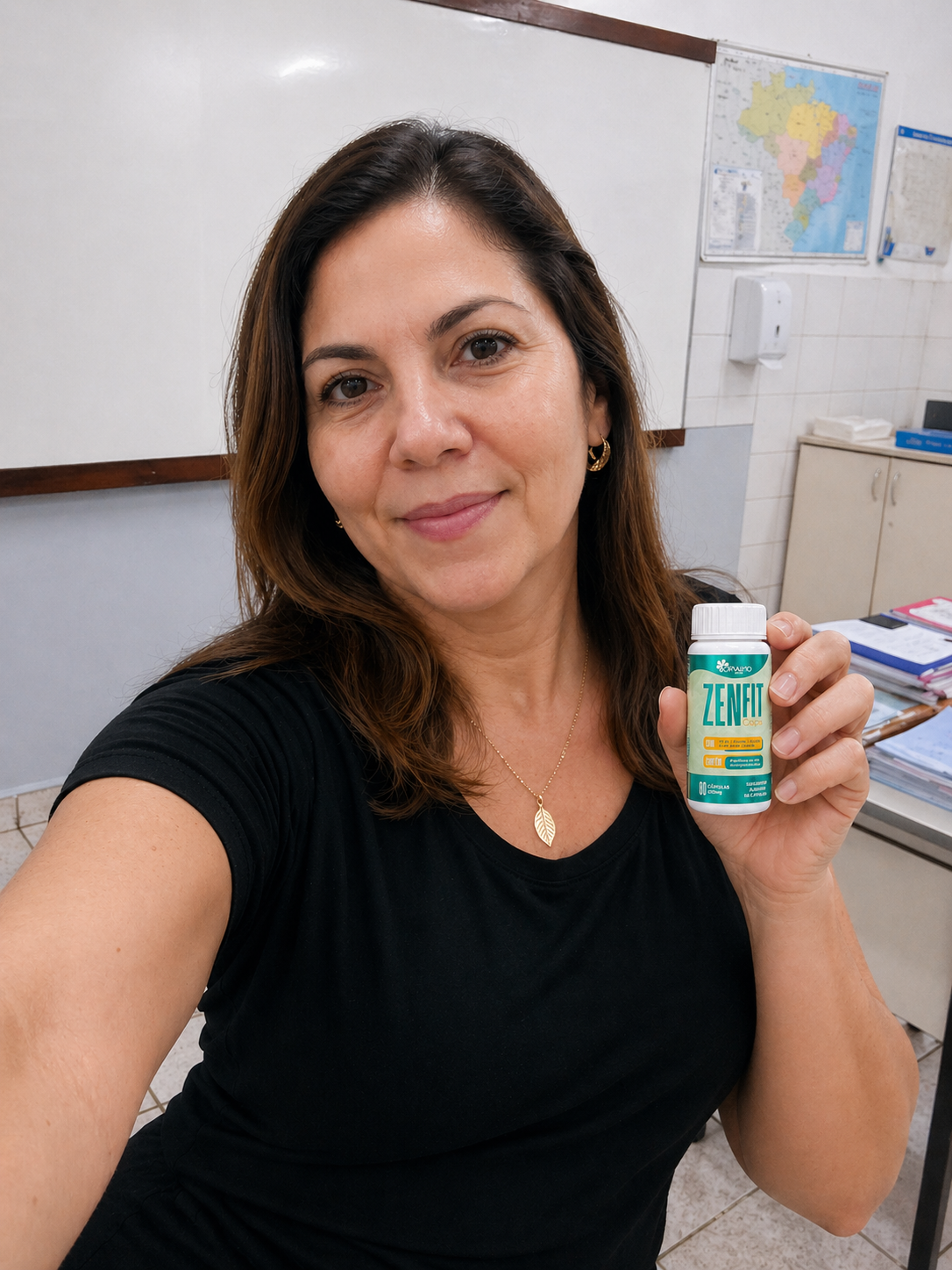 Depoimento de cliente ZenFIT Caps — professora na sala de aula